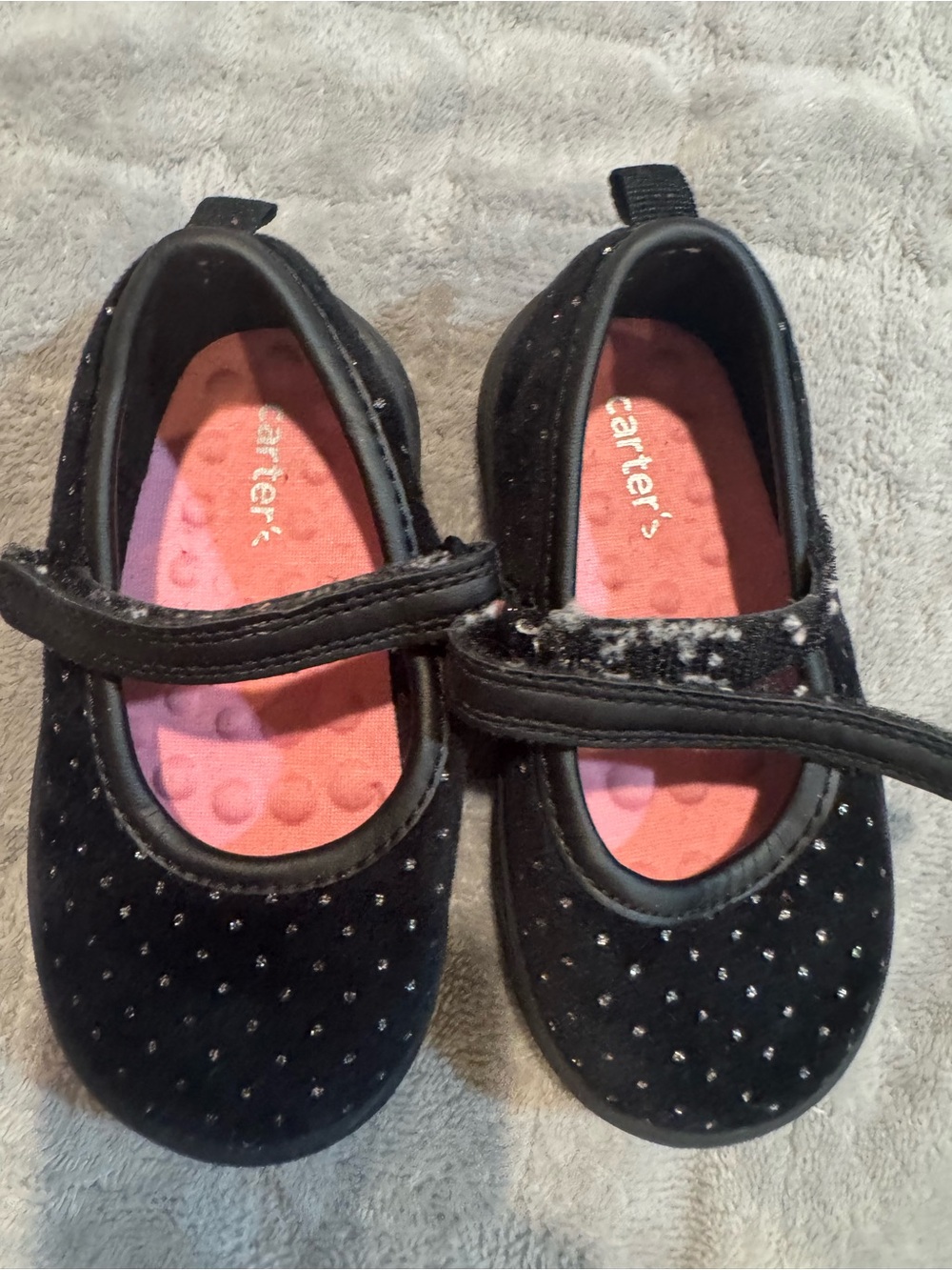 Carter's Black Mary Jane Shoes with Pink Insole and Sparkle